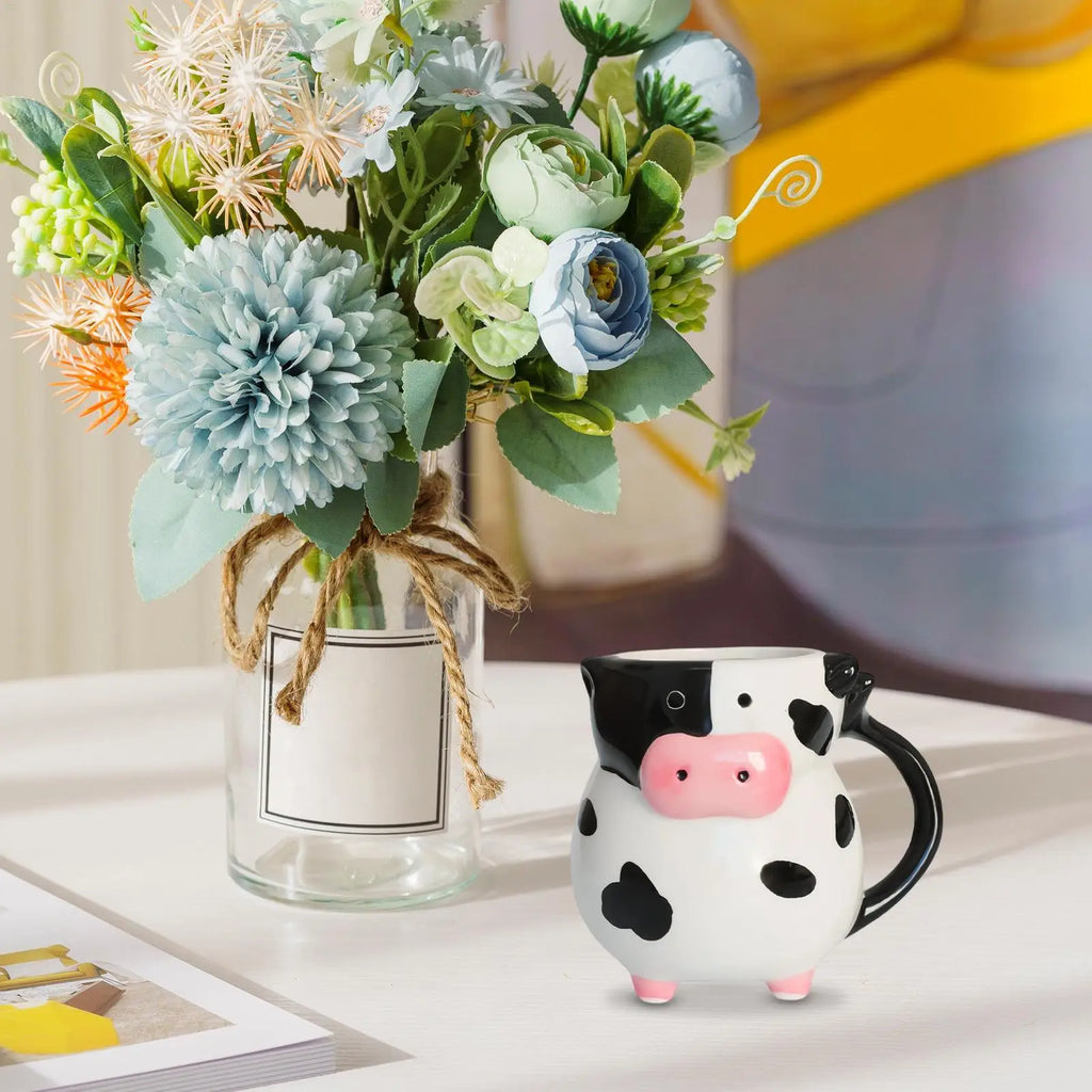 Cow Pattern Coffee Mug Cute Ceramic Milk Cup Handle Tea Chocolate