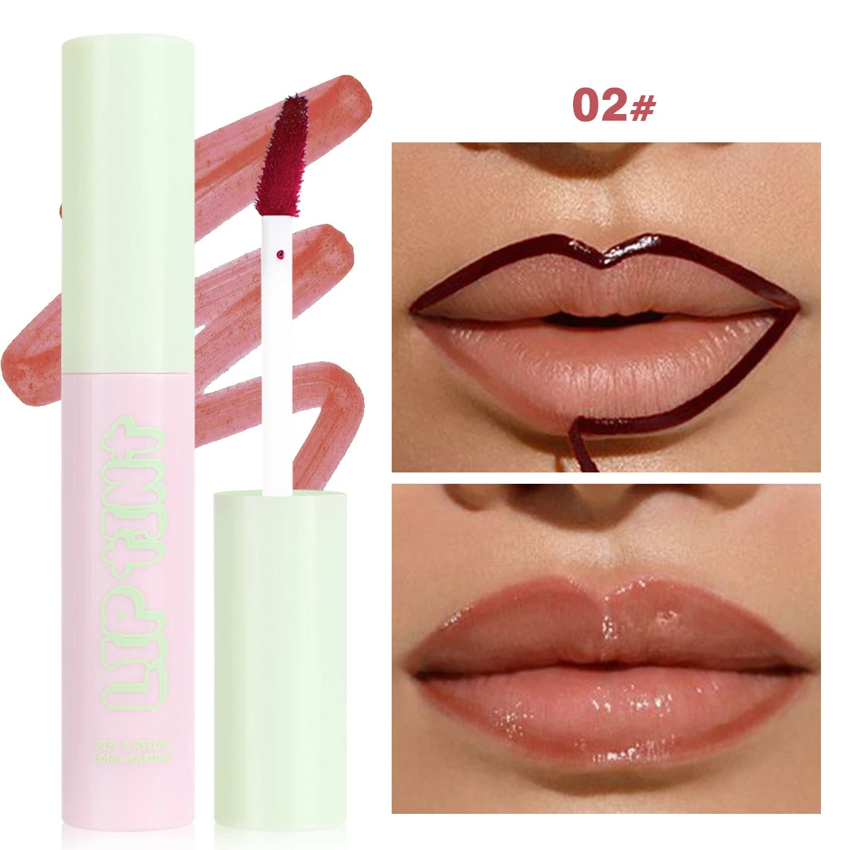 Rose Pink Peel Off Liquid Lipstick Waterproof Long Lasting LipGloss Matte Outline Contour Tattoo Lip Tear Pull LipLiner Cosmetic Zpaxo 02