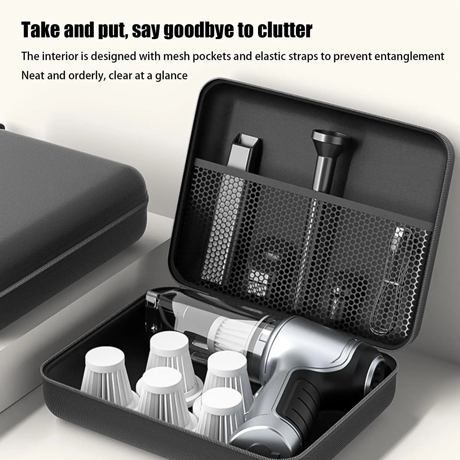 Portable Car Vacuum Storage Case Organizer Zipper Closure Protective