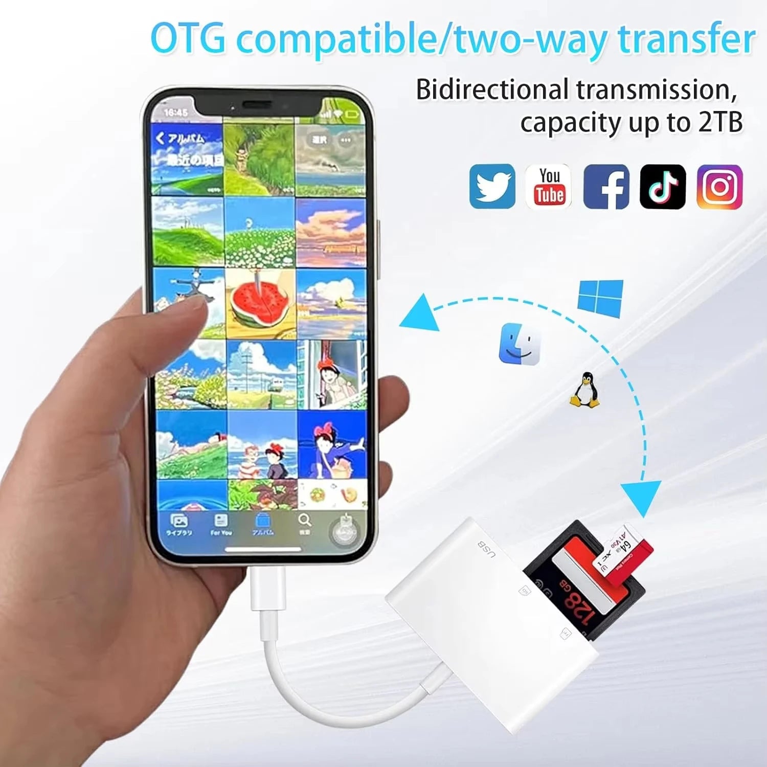 1 Card Reader C SD TF USB Camera Adapter Laptop Iphone Ipad Dongle Zpaxo