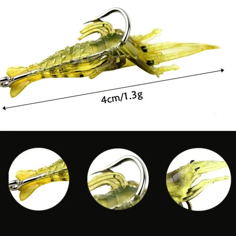 Silicone Soft Shrimp Fishing Lure with Hooks – Carp & Bass