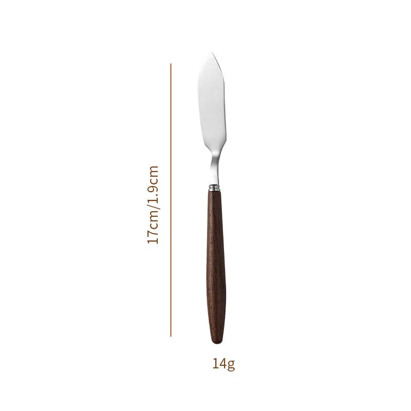 2026 Hot walnut wood handle 304 stainless steel butter knife, creative cream cheese knife, butter and jam spreading knife Zpaxo pointed tip