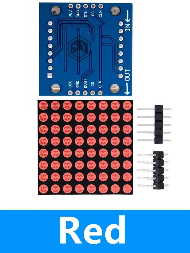 MAX7219 Dot Matrix Display Module (1PCS) – Ready-to-Use, Microcontroller Compatible Zpaxo red