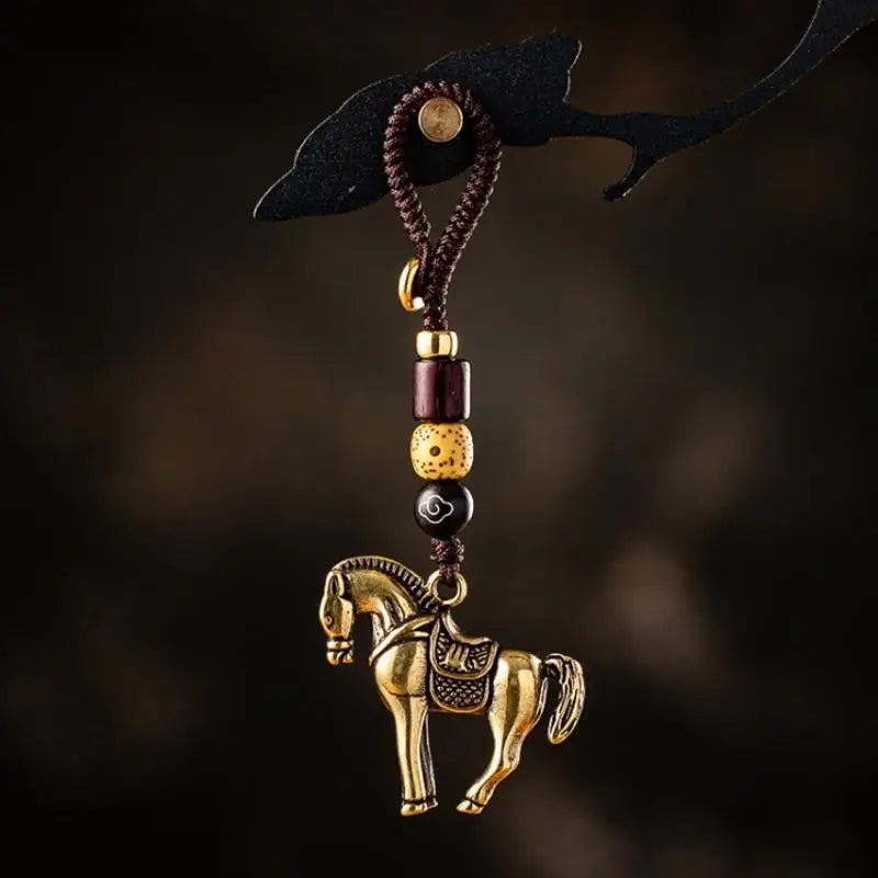 2026 Year Chinese Zodiac Horse Lucky Pendant Keychain Copper Feng