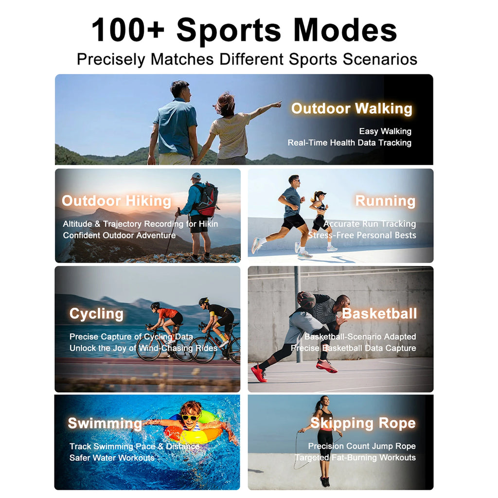 Outdoor Sports Smartwatch 1.7 Inch HD Screen 100+ Sport Modes Fitness Tracker with Health Monitoring Built-in Flashlight Zpaxo