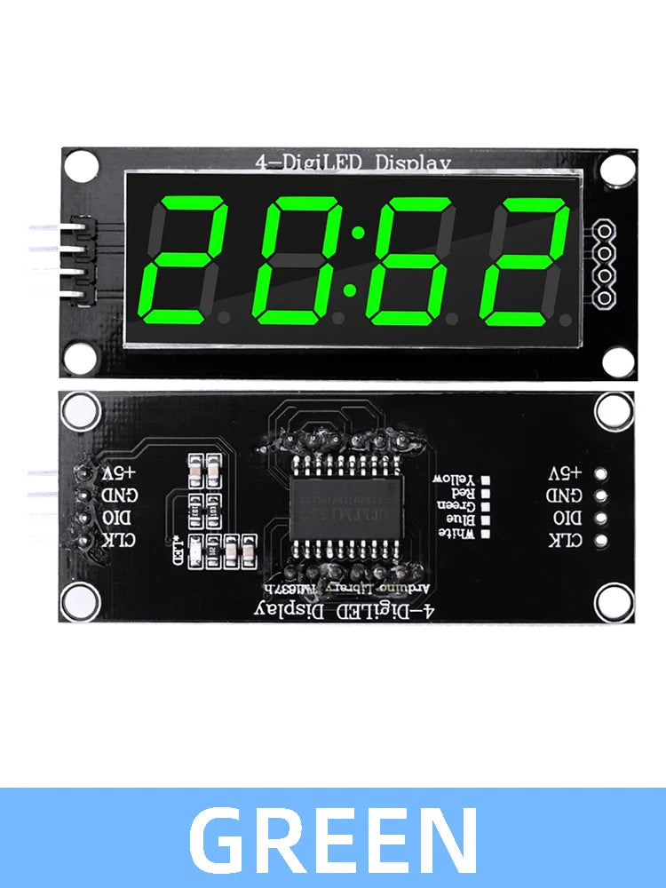 TM1637 LED Display Module 4 Digit Time Indicator Tube 7 Segment Zpaxo green