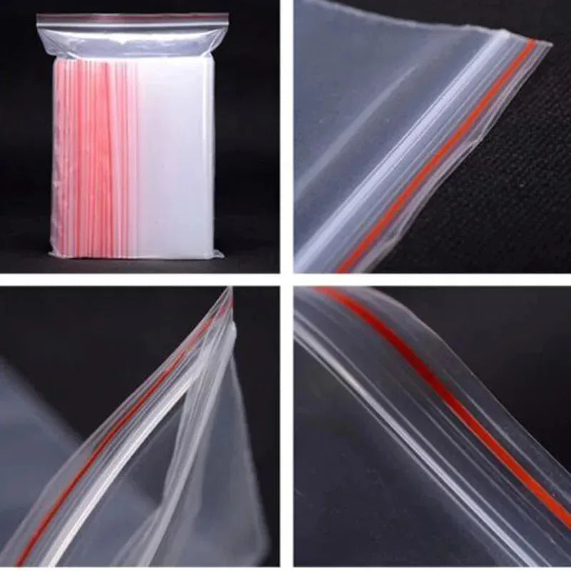 Zip Lock Clear Plastic Bags 100/200/300pcs | Reclosable PE Bags