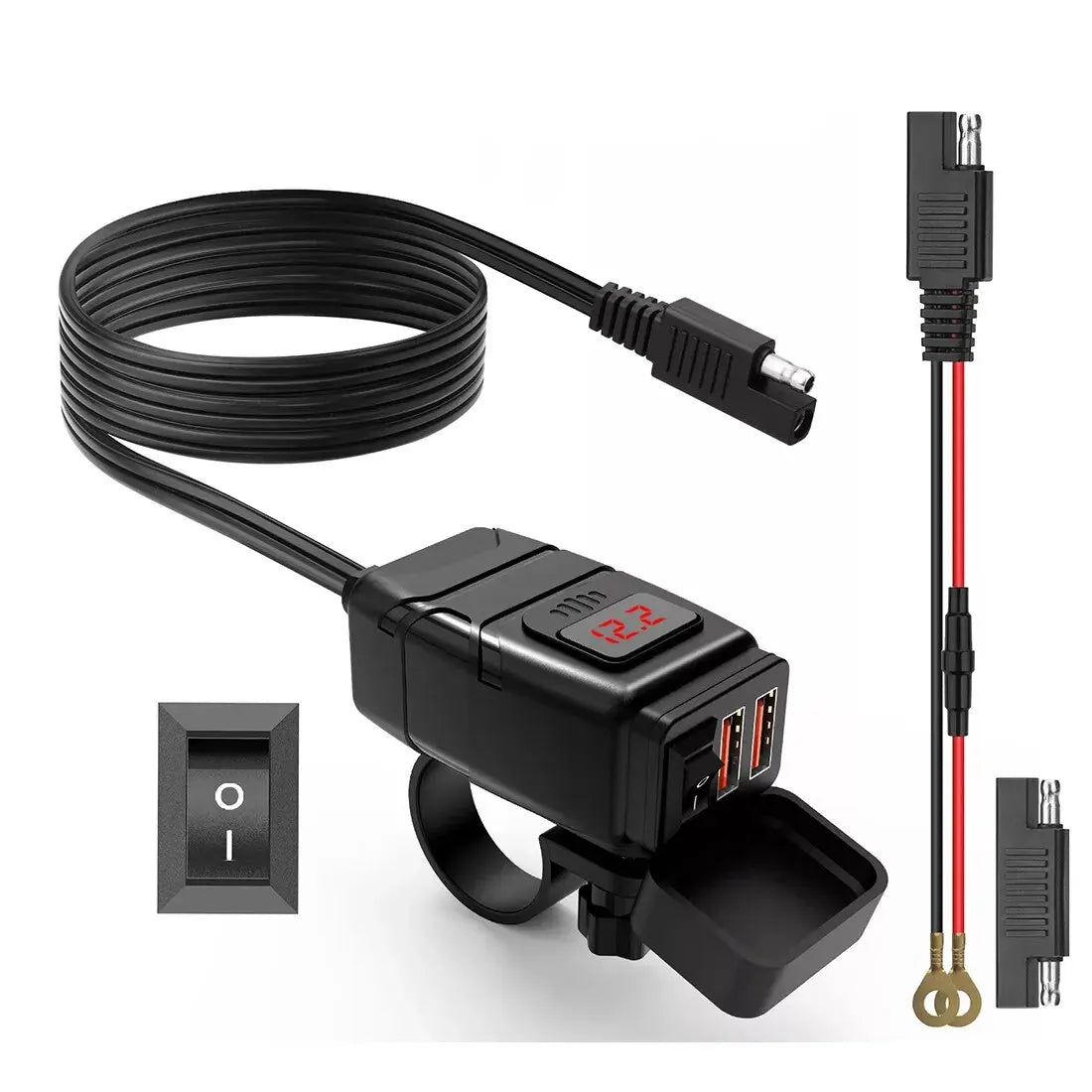 12V Fast Charging Motorcycle USB Chargers 3.0 Power Adapter Digital Bike Moto Motor Motorbike Accessories Electronics Universal Zpaxo