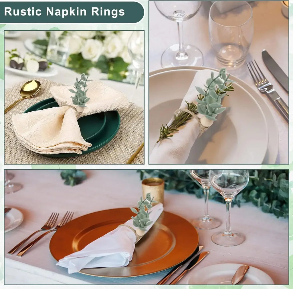 Eucalyptus Leaf Napkin Ring Hotel Western Restaurant Banquet Table