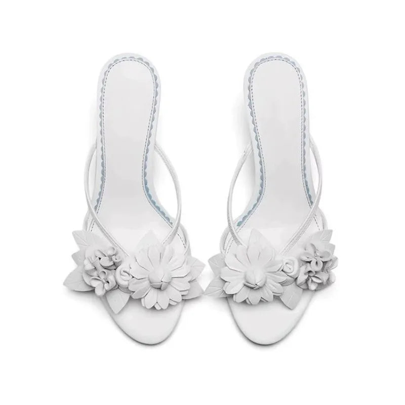 Women Sandals Sexy Concise Summer High Heels Sandals Trend Outdoor Round Head Flower Shoes for Women Lightweight Luxury Shoes Zpaxo