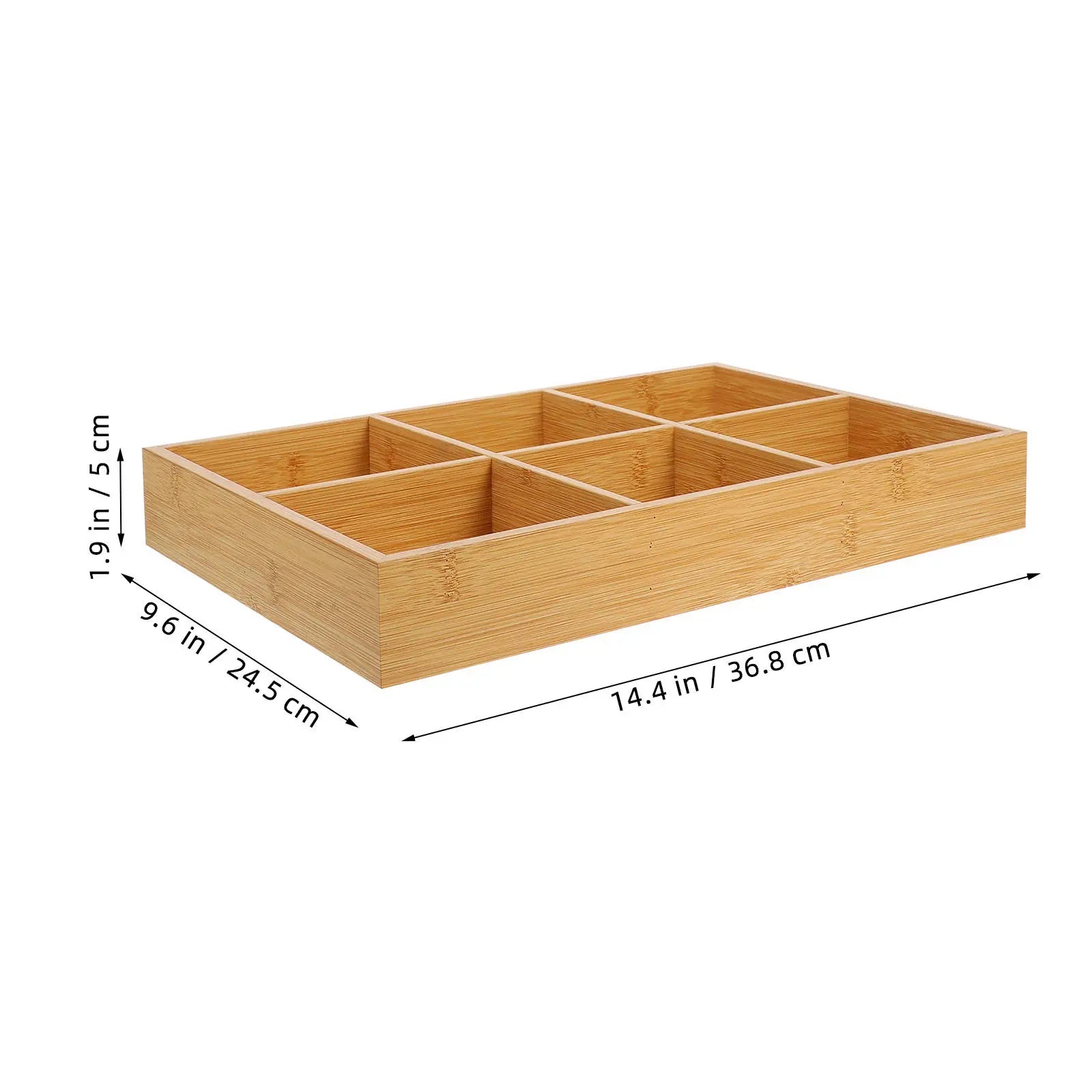 Bamboo Divided Tray 6 Section Grid Organizer Art Supplies Crayons
