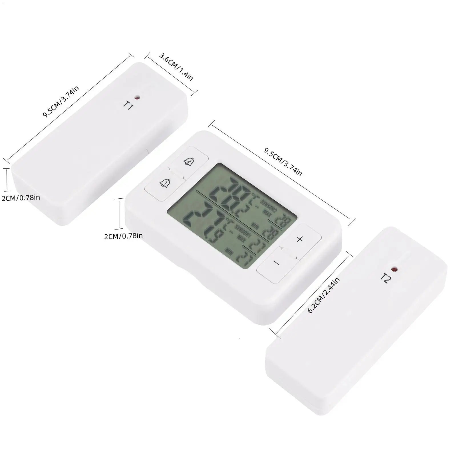 Wireless Refrigerator Temperature Measure Tool Double Sensor Fridge