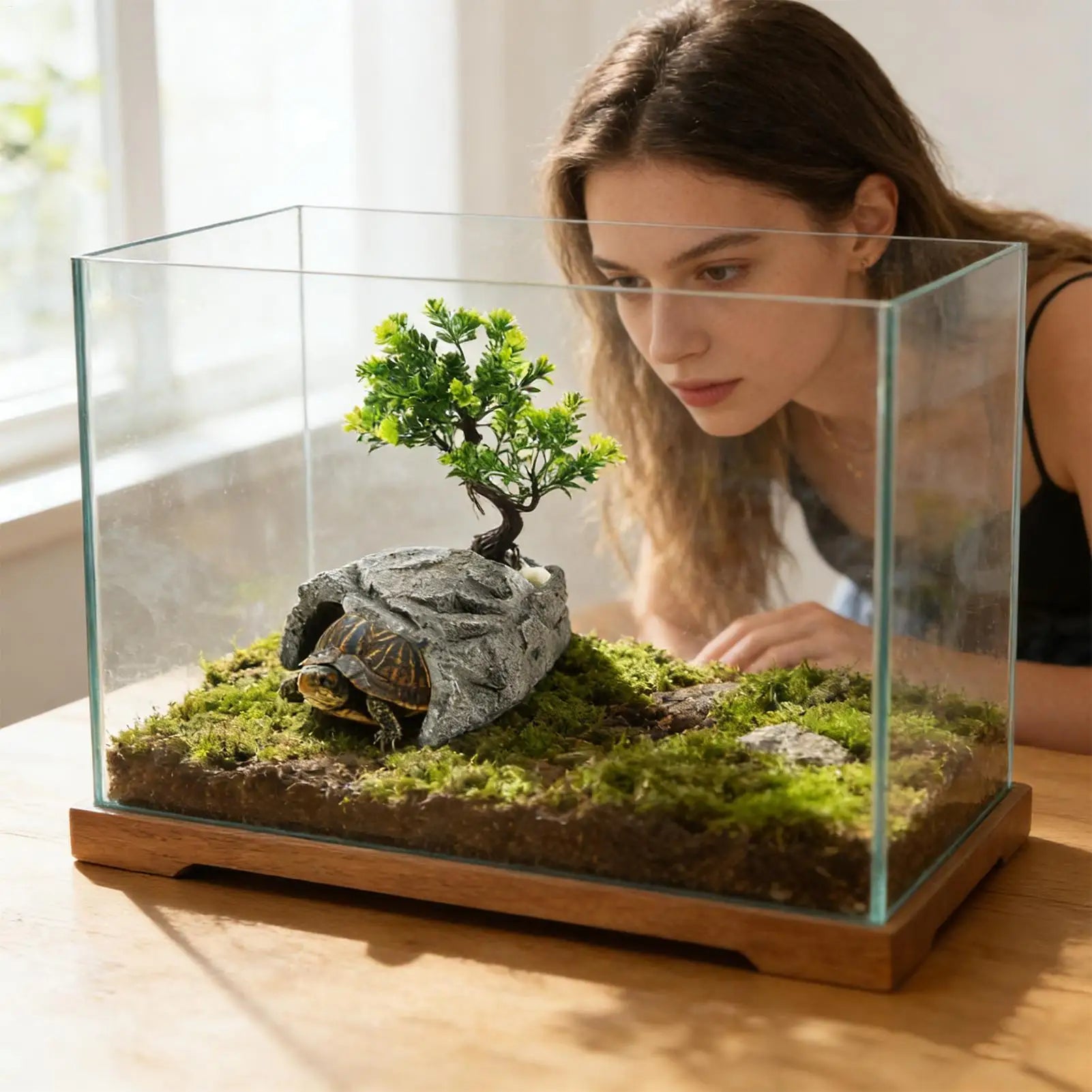 Resin Reptile Cave Hideout Habitat Decor Rock Shelter House Lizard