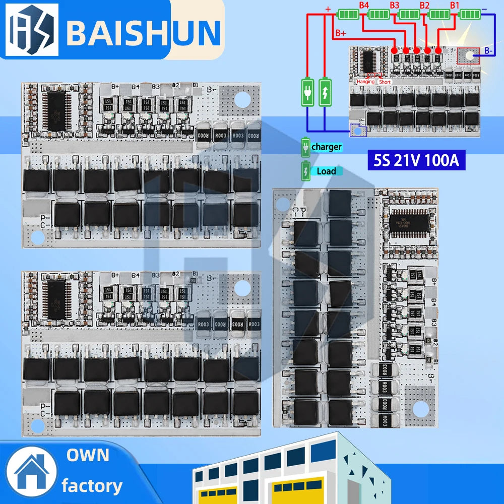 3s/4s/5s Bms 12v 16.8v 21v 3.7v 100a Li-ion Lmo Ternary Lithium Battery Protection Circuit Board Li-polymer Balance Charging Zpaxo