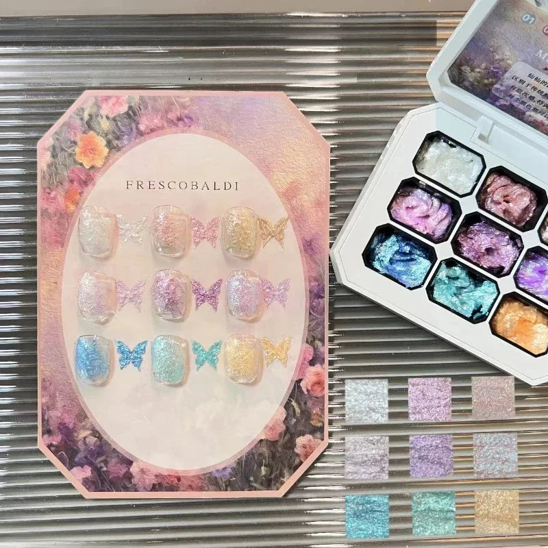9-Color Fairy Glitter Nail Art Powder – Chrome Pigment Paste Set Nail Art Powder Zpaxo 2gx9colors-set4