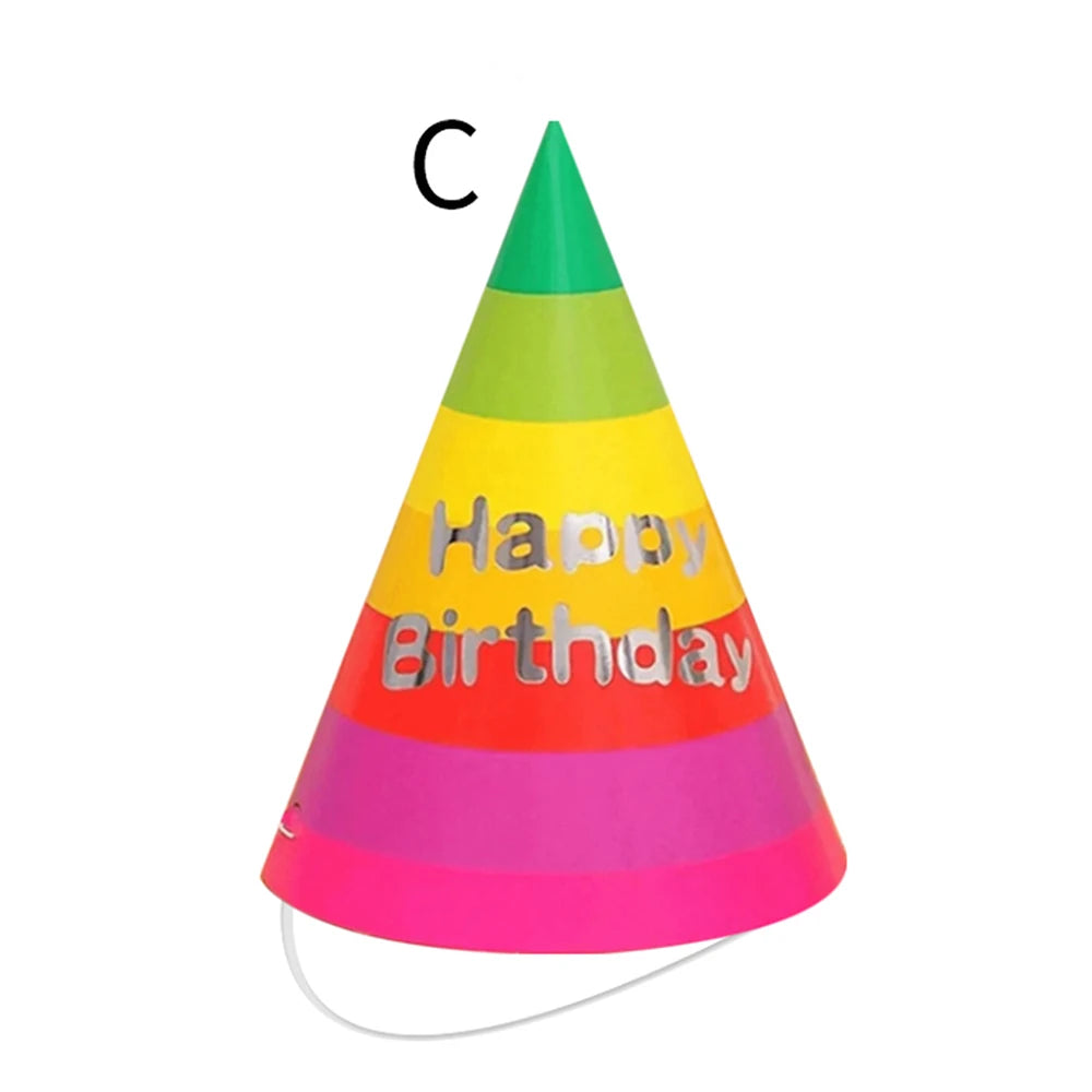 10Pcs Rainbow Birthday Party Hats Colorful Cone Paper Hats for Kids Boys Girls Adults Party Decoration Zpaxo J240120121-C