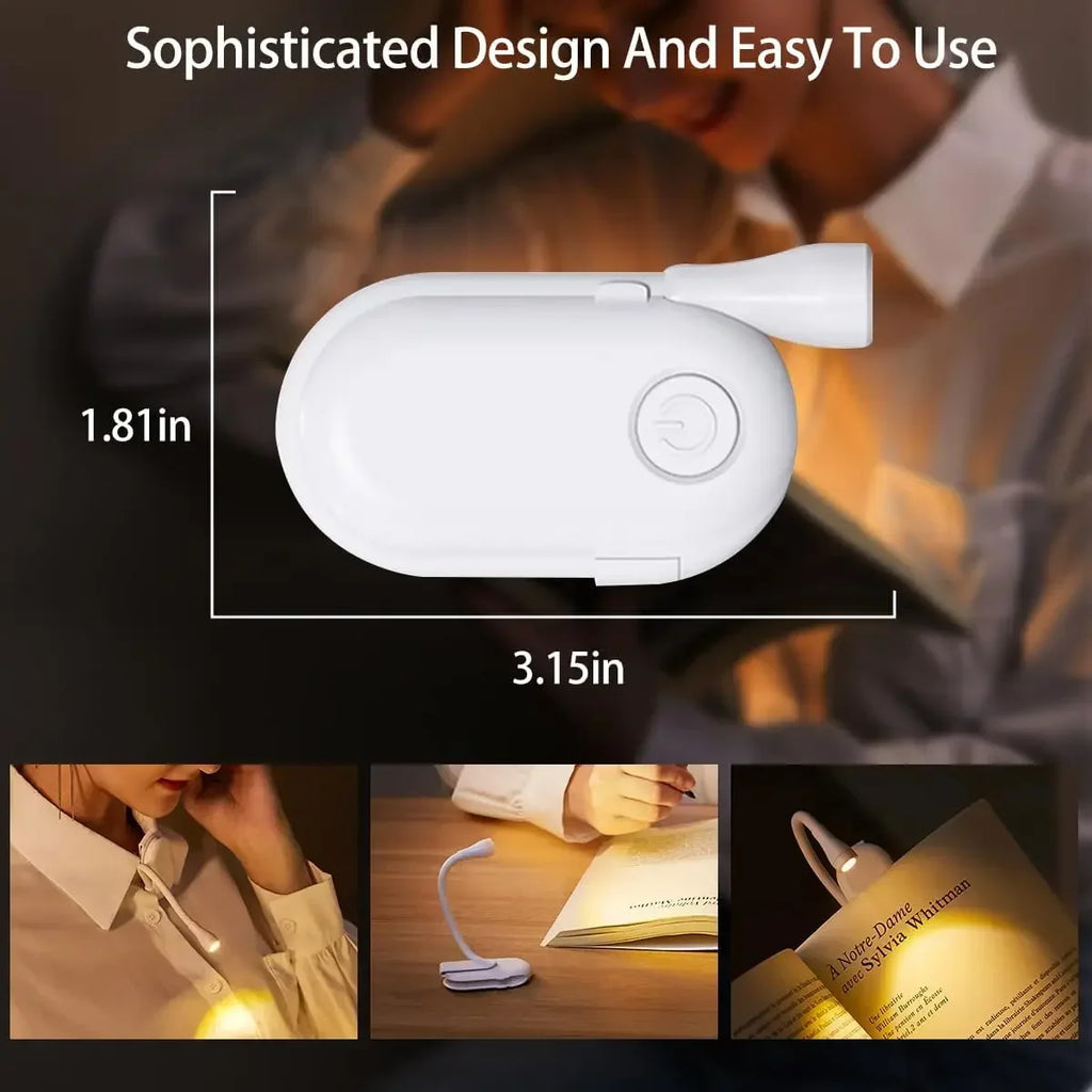USB Rechargeable LED Clip Book Light – Dimmable Reading Lamp