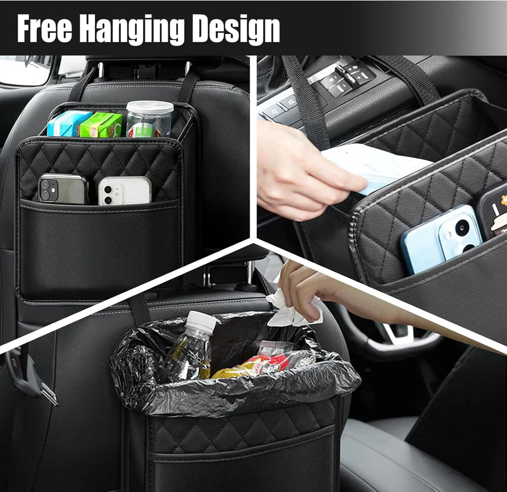 PU Leather Car Seat Back Organizer – Multi-Pocket Kick Mat