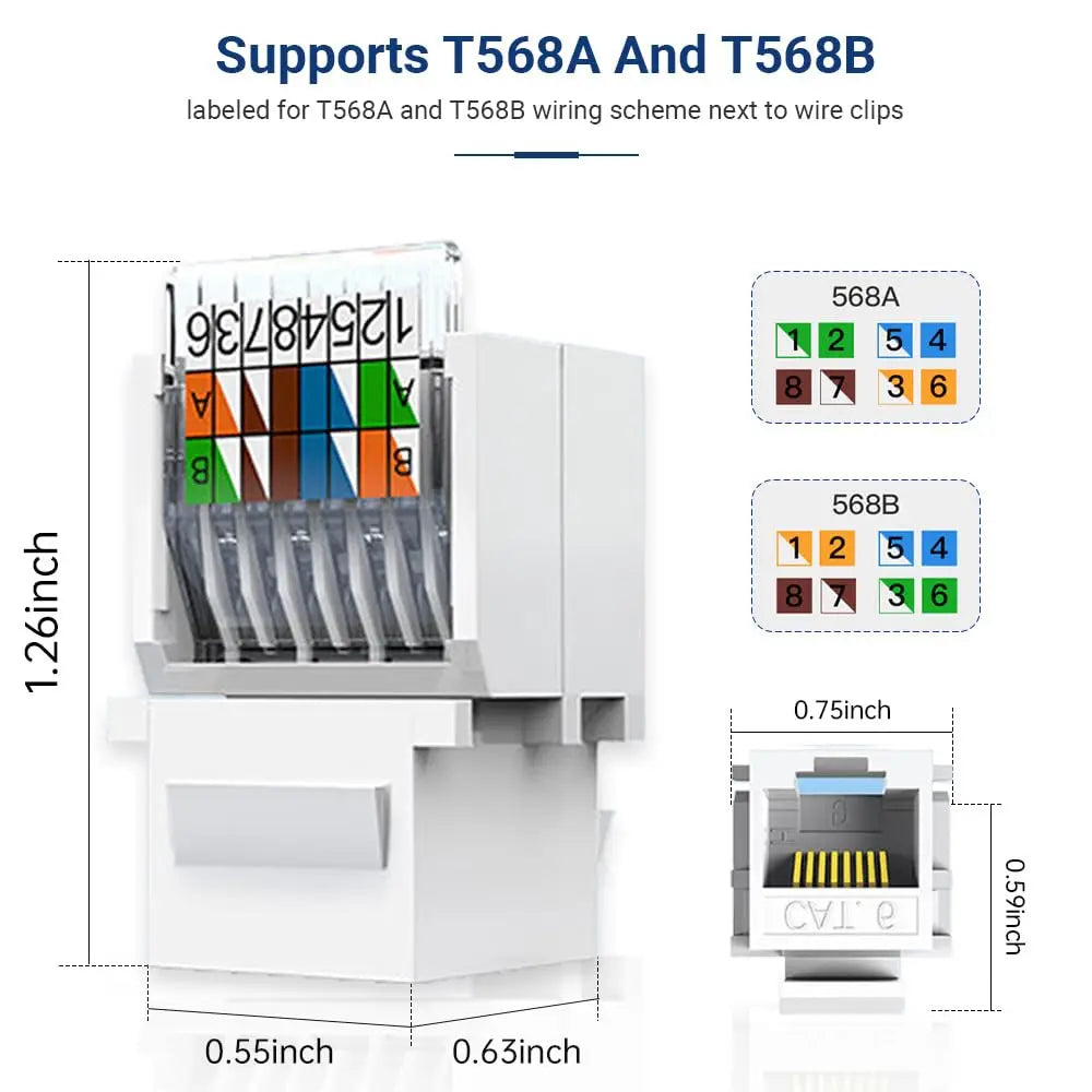 Cat6 Keystone Ethernet RJ45 Network Module Female Jack Network Punch Down Connector Wall Adapter Coupler CAT6 Cable Patch Panel Zpaxo