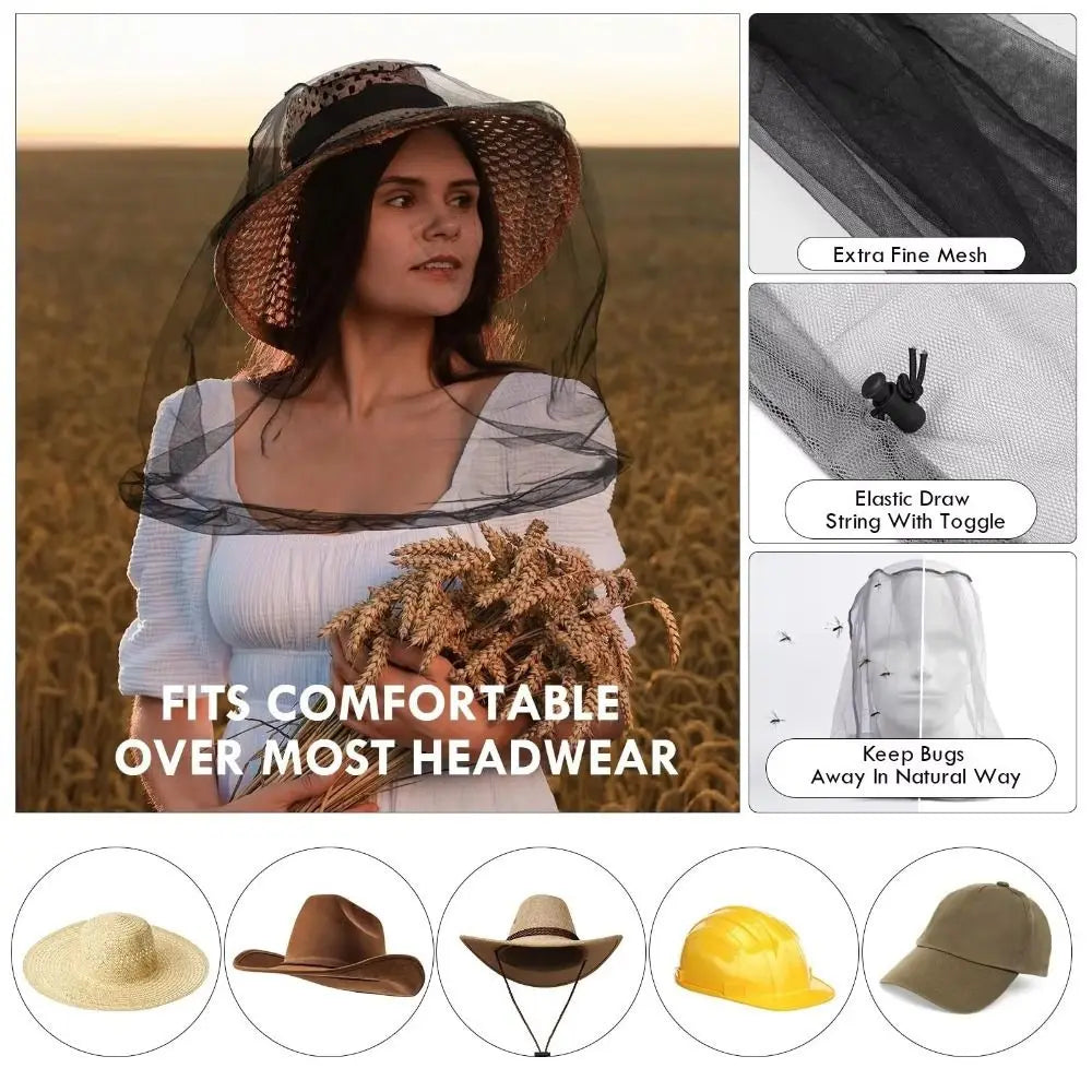 Breathable Mesh Mosquito Head Nets Lightweight Hat Net Cover Outdoor