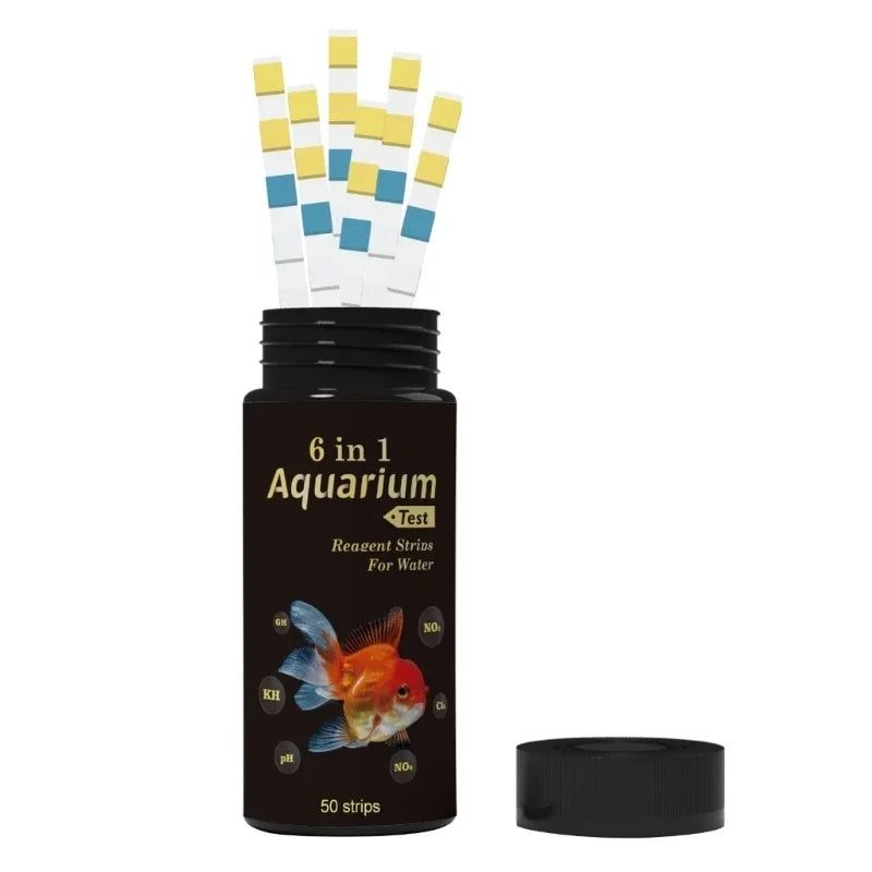 50 6-in-1 Aquarium Testing Strips Freshwater Saltwater Ponds PH Zpaxo