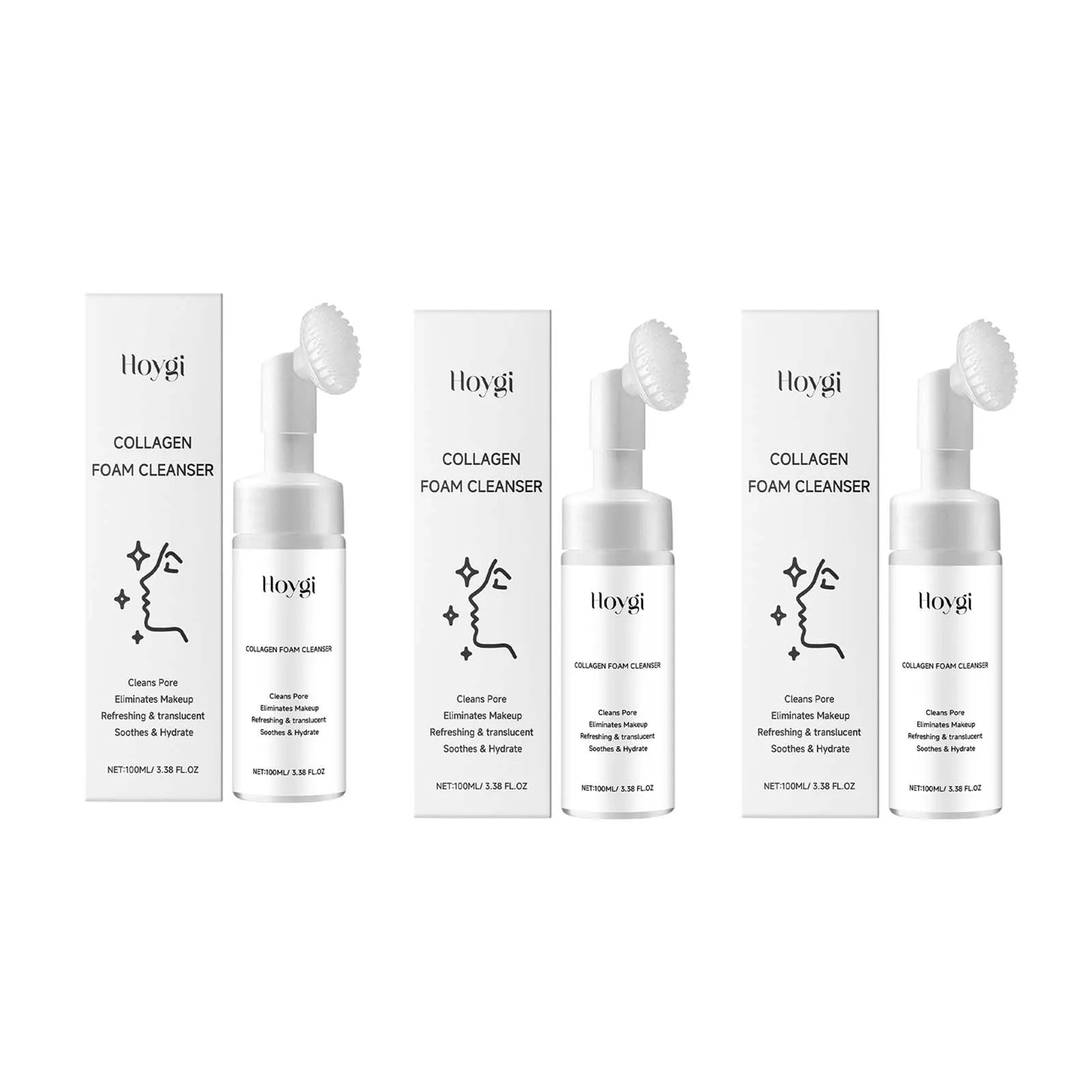 Hoygi Collagen Foam Facial Cleanser – Deep Clean & Moisturizing Foam Facial Cleanser Zpaxo 3 x 100ml Boxed