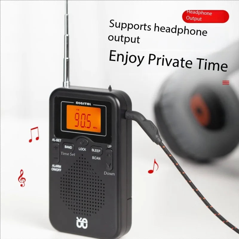 W-206 FM/AM Radio Portable Battery by 2 AA ,Stereo Earphone, LCD Display Digital Alarm Clock sleep,Morning/AM indicator Zpaxo