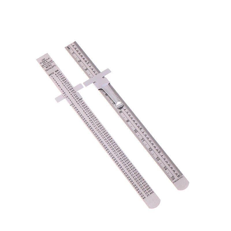 1/2Pcs 6 Inch Stainless Steel Precision Ruler Sliding Pocket Ruler With Inch 1/32" Mm/Metric Graduations High Precision Zpaxo 2pcs