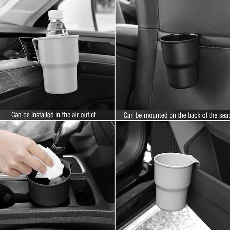 2-in-1 Car Cup Holder & Trash Can with Phone Organizer