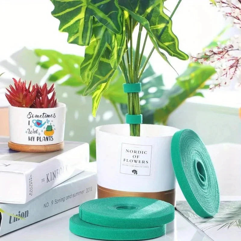 12Rolls Self Adhesive Plant Nylon Cable Tie Green Adjustable Plants Hook Loop Support Garden Bandage Reusable Fastener Tape Zpaxo