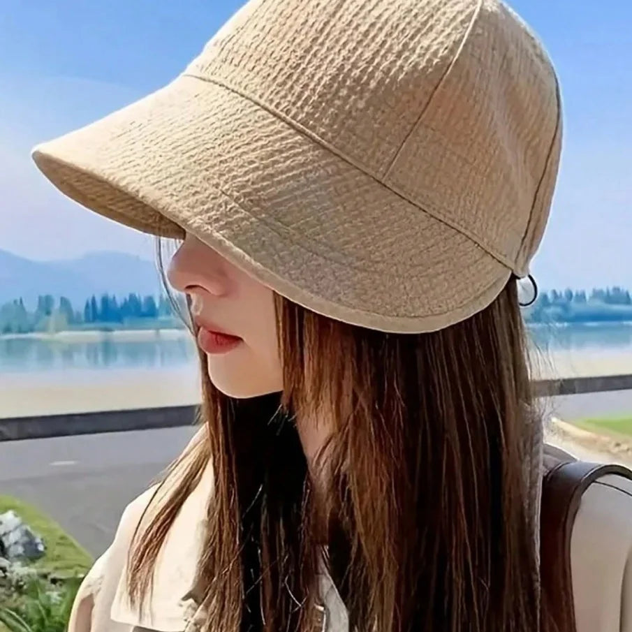 Summer Folding Hat for Women, Wide Brim Beach Visor Cap, Holiday Sun Hat, Ladies Outdoor UV Protection Adjustable Brim Hat Zpaxo