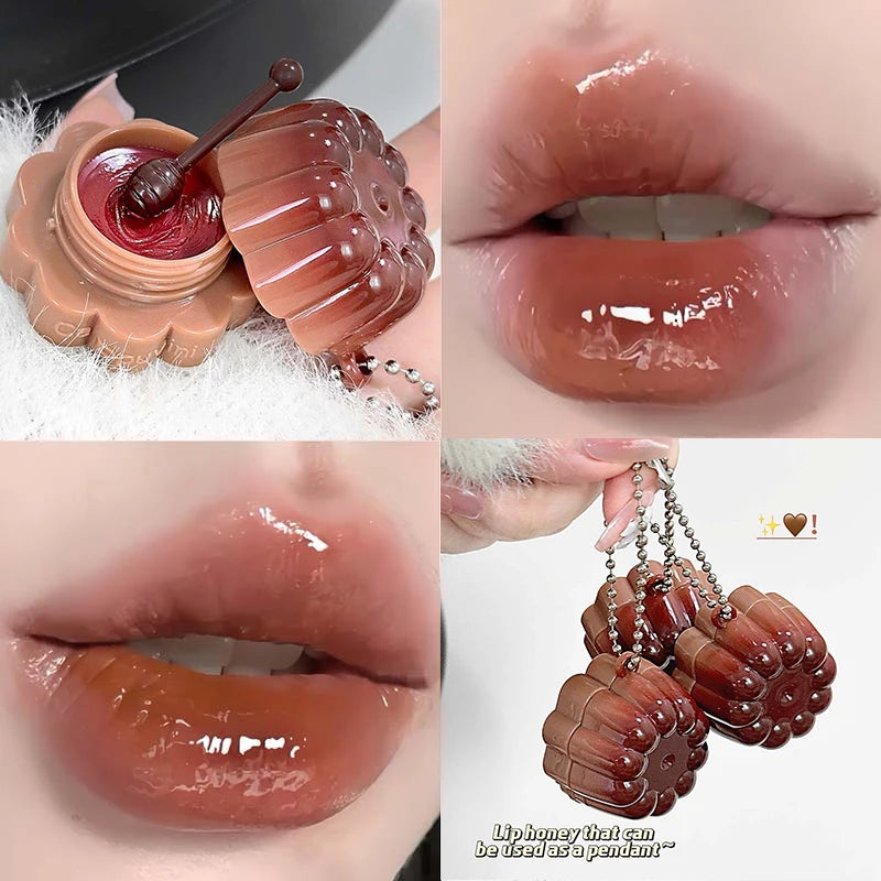 Jelly Solid Water Mirror Lip Gloss Shine Plumping Balm Light Red