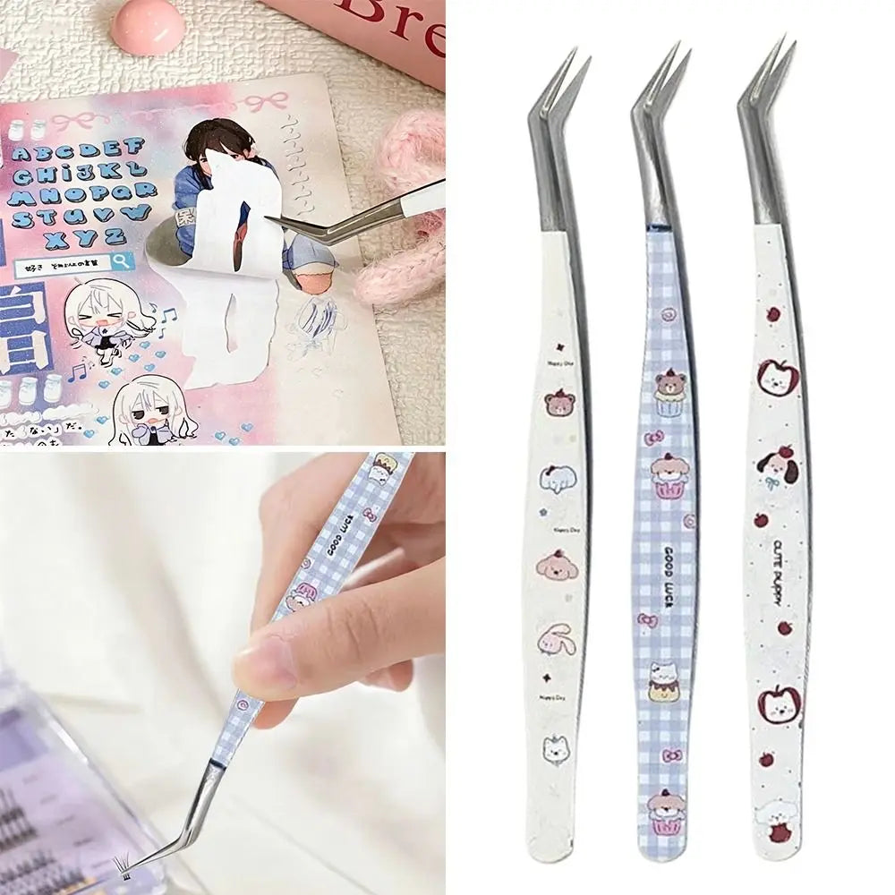 Stainless Steel Curved Stickers Tweezers Precision Anti-static False Zpaxo