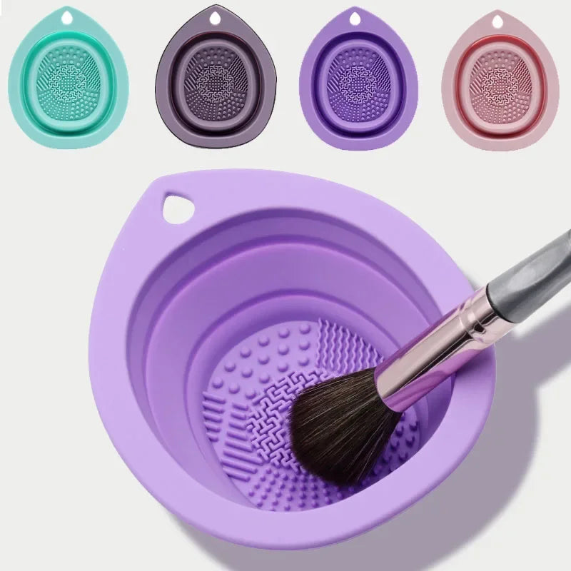 Silicone Makeup Brush Cleaner Folding Powder Puff Cleaning Bowl Eyeshadow Brushes Washing Soft Mat Beauty Tools Scrubber Box Zpaxo
