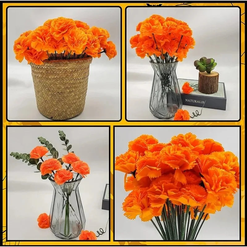 2025 Artificial Marigold Flowers Halloween Silk Birthday Party Diwali