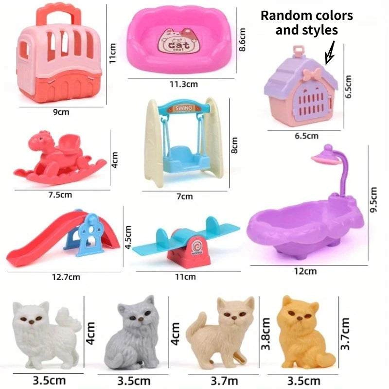 Cute Dog Pet Basket Family Toys Doll Cage Scene Playing Christmas