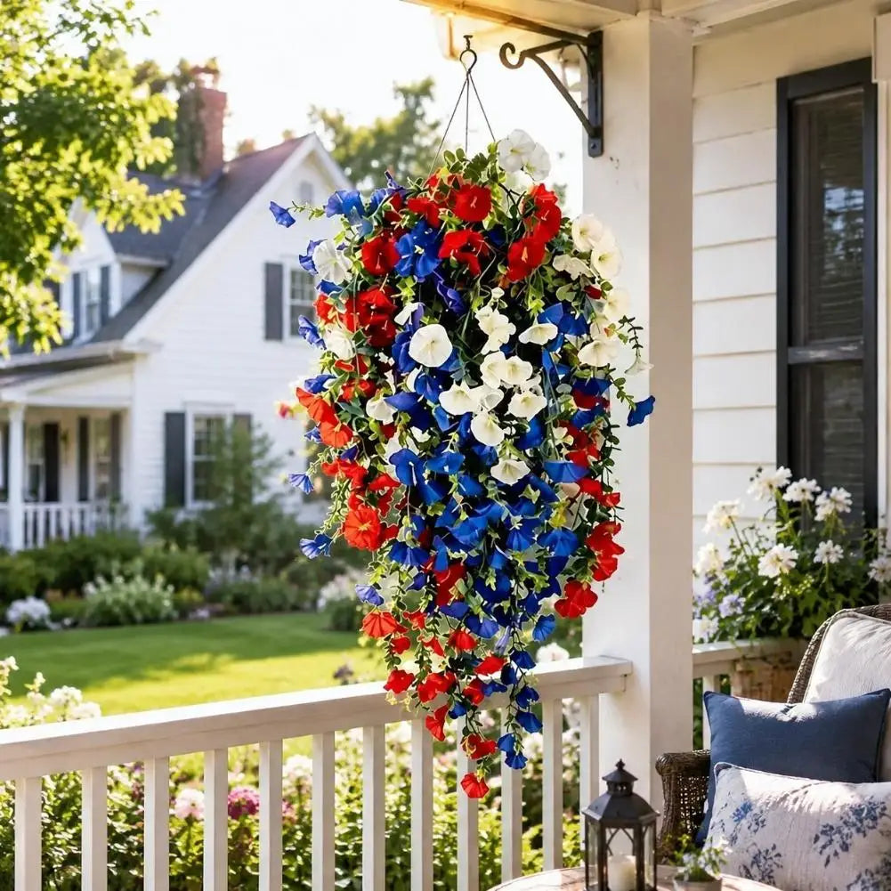 UV Resistant Giant Artificial Hanging Flowers Outdoor Waterproof Morning Glory for Garden Patio Wedding Party Decoration Zpaxo