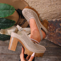 Women Chunky Heel Sandals 2026 New Fashion Hollow Beach Shoes Lightweight High Heeled Sandals Casual Designer Shoes for Women Zpaxo apricot 42