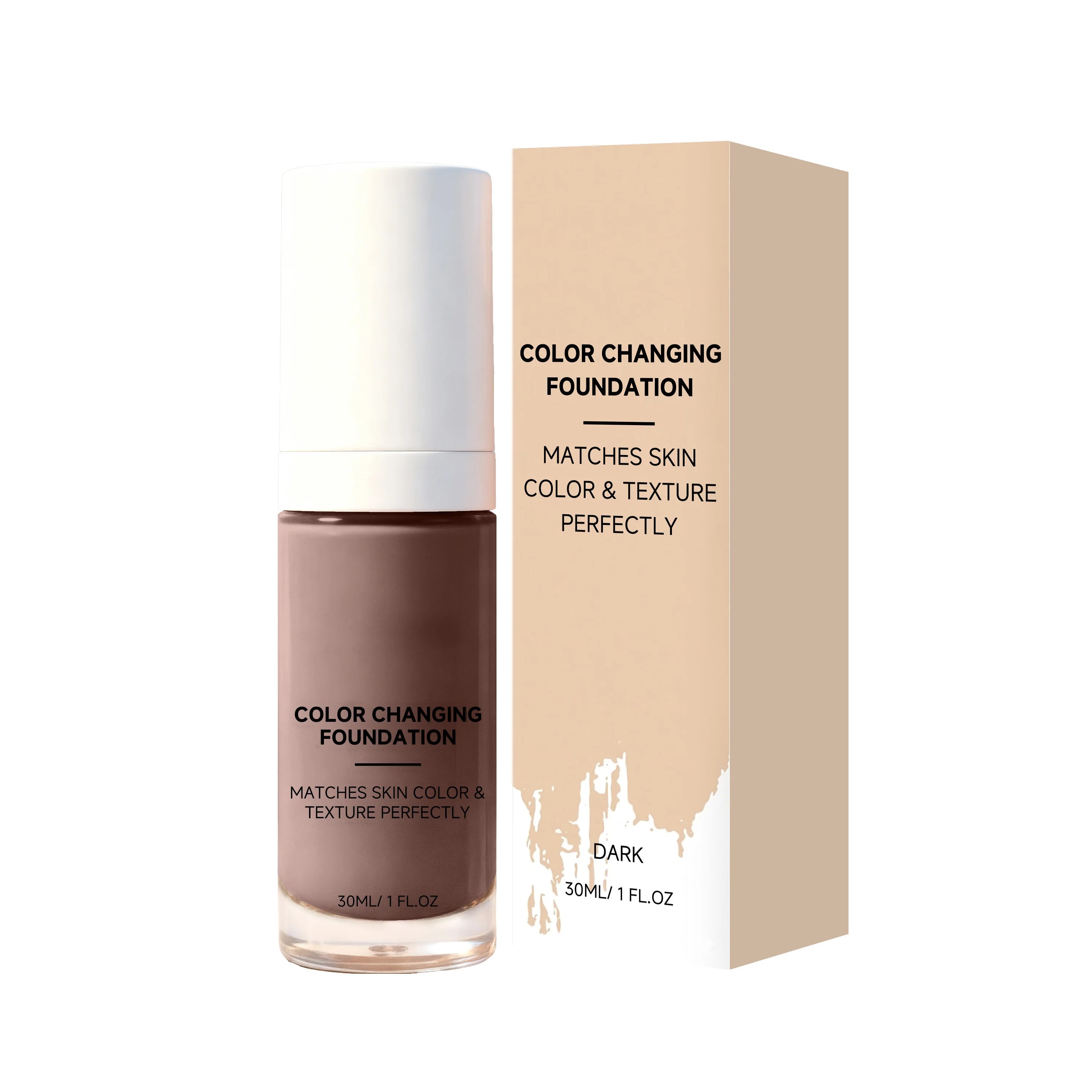 Color Changing Liquid Foundation | Waterproof Full Coverage Makeup Liquid Foundation Zpaxo Dark Skin Tone