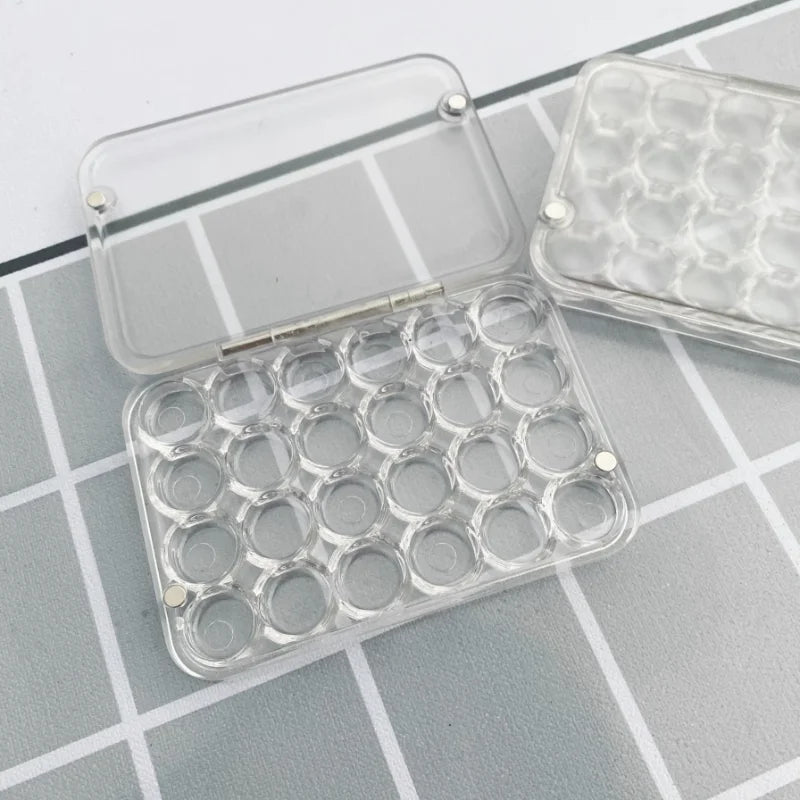 Portable Mini Watercolor Paint Box 24 Grid Magnetic Transparent Acrylic Nail Pigment Storage Box Painting Supplies Storage Tool Zpaxo