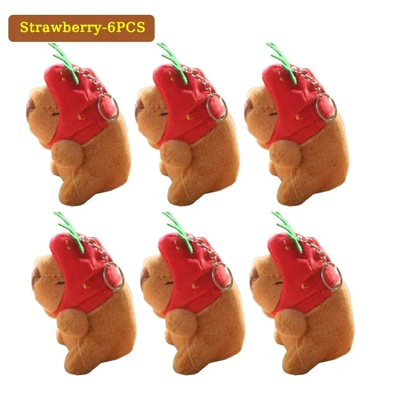 1- Water Dolphin Cotton Red Lovely Cute Creative Capybara Pendant Zpaxo Strawberry 6PCS