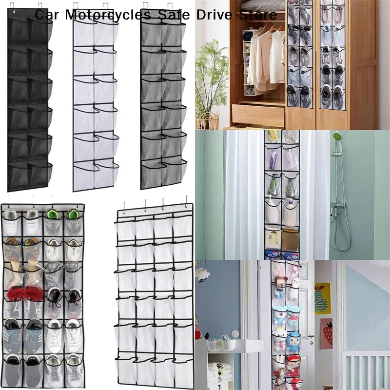 12 24 Grids Wall-mounted Shoe Organiser Fabric Closet Bag Storage