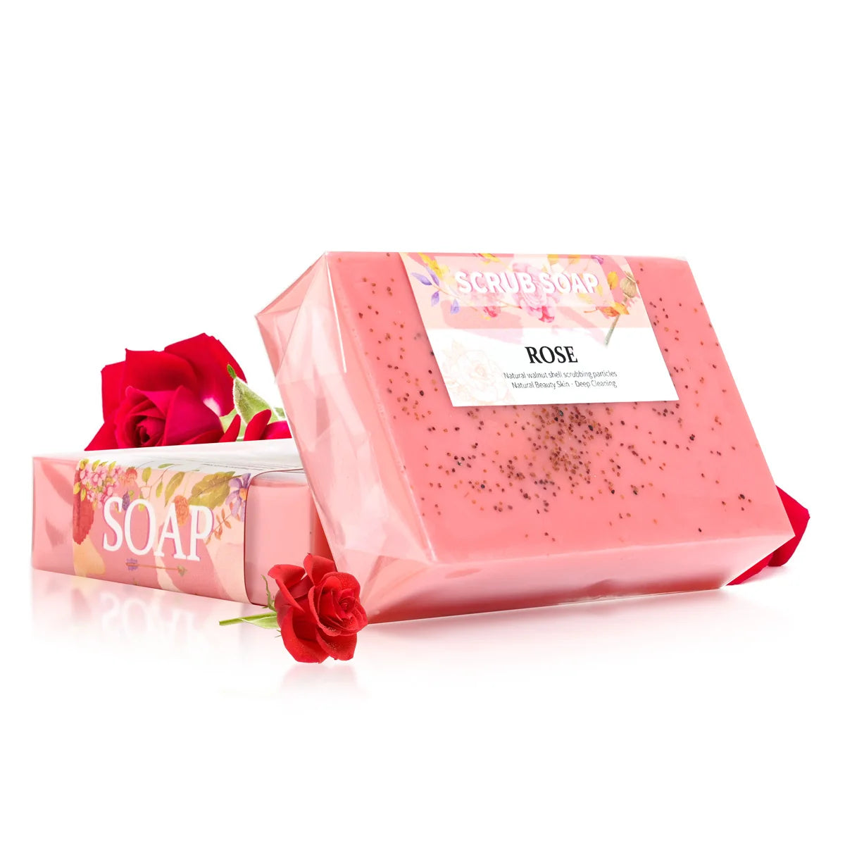 Rose Essential Oil Walnut Exfoliating Handmade Facial Soap 100g Exfoliating Face Soap Zpaxo 100g