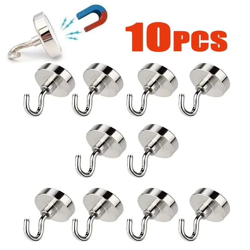 Neodymium Magnetic Hooks – Strong Metal Magnet Hooks | 1/6/12 Pack