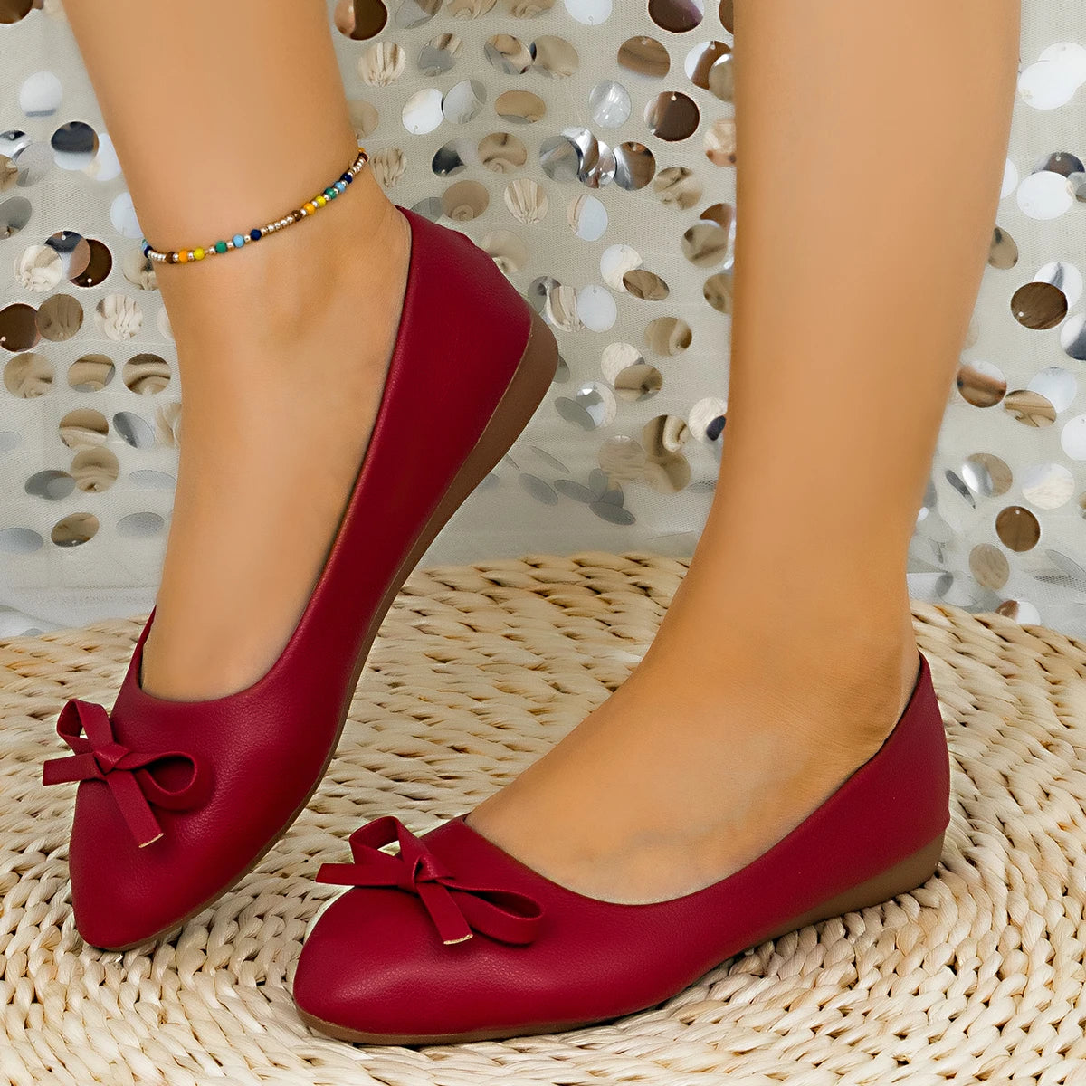 Women Flats Spring Summer Low Comfort Loafers Elegant Red Ballet Flat Zpaxo Red 36
