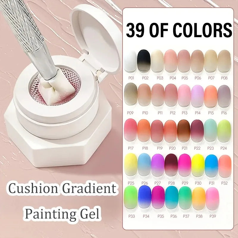 Gradient Nail Air Cushion Patting Gel High Gloss Ombre Patting Gel Polish Blush Blooming Aura Manicure UV Nail Polish Salon Tool Zpaxo