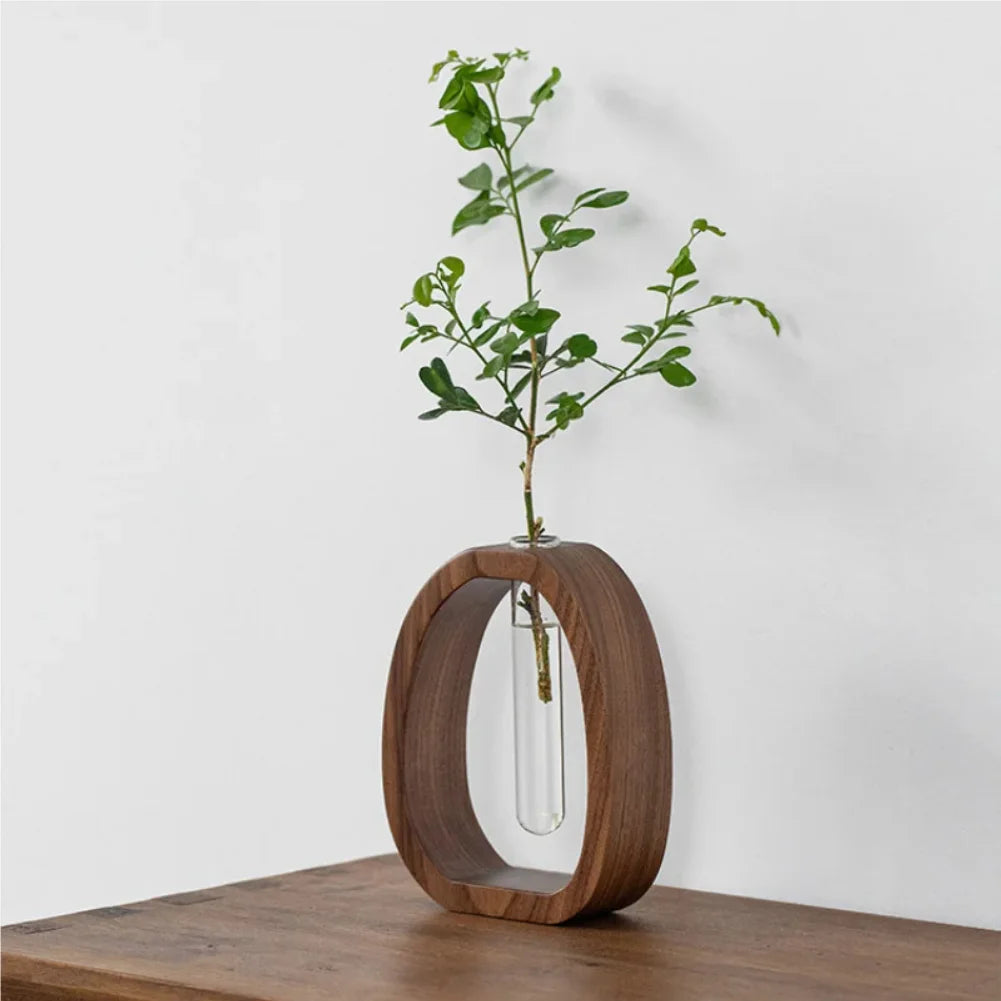 Solid Wood Flower Utensil Creative Flower Arrangement Simple Glass Plant Flower Insert Mini Water-grown Vase Zpaxo