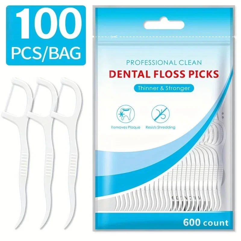 Floss Family Ultra-fine Toothpick Disposable Flat Portable Flossing Zpaxo 100PCS