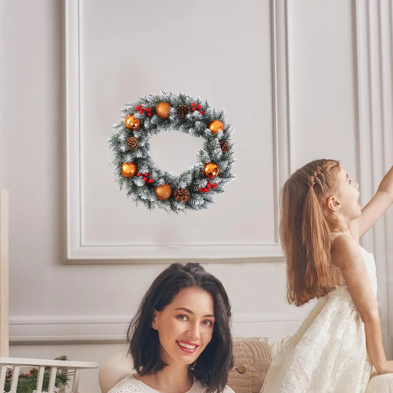 Christmas Wreath Front Door Realistic Winter Welcoming Artificial