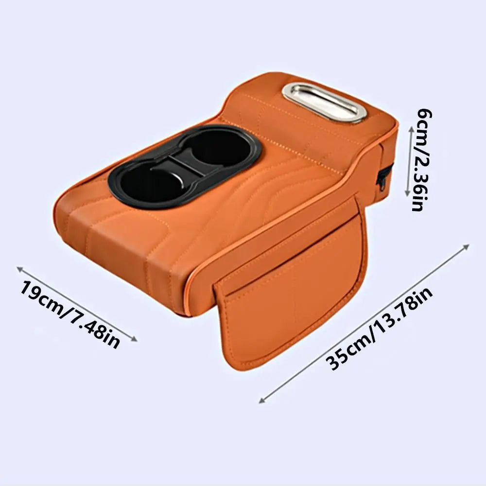 PU Leather Car Center Armrest Box 2 Cup Holder Tissue Vehicle Cushion Zpaxo